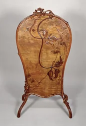 Fire screen with marquetry of various woods, 1900